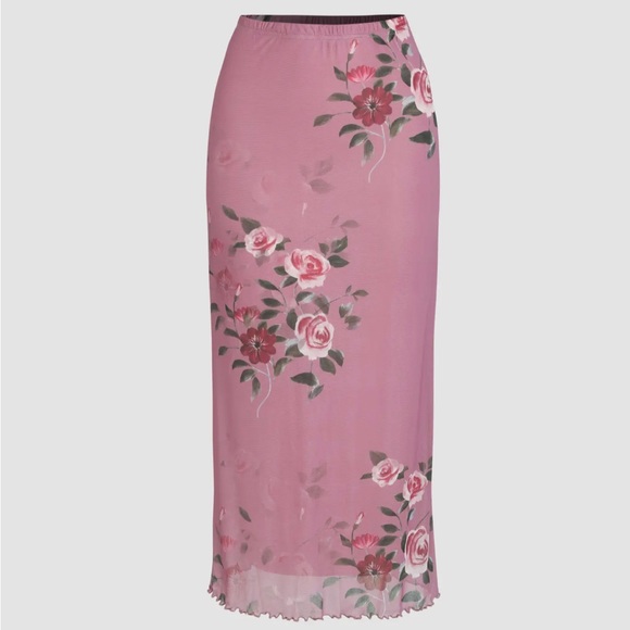 Floral Mesh Skirt - Picture 1 of 3
